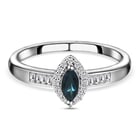 Natural Monte Belo Indicolite and Natural Cambodian Zircon Ring (Size M) in Platinum Overlay Sterling Silver