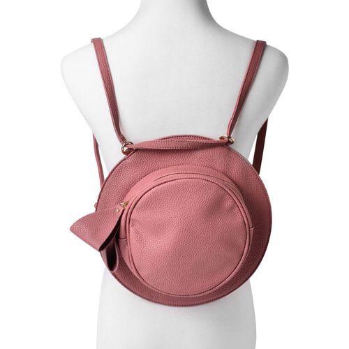 Dark Pink Colour Crossbody Bag with Adjustable Shoulder Strap for use as backpack (Size 27 ...