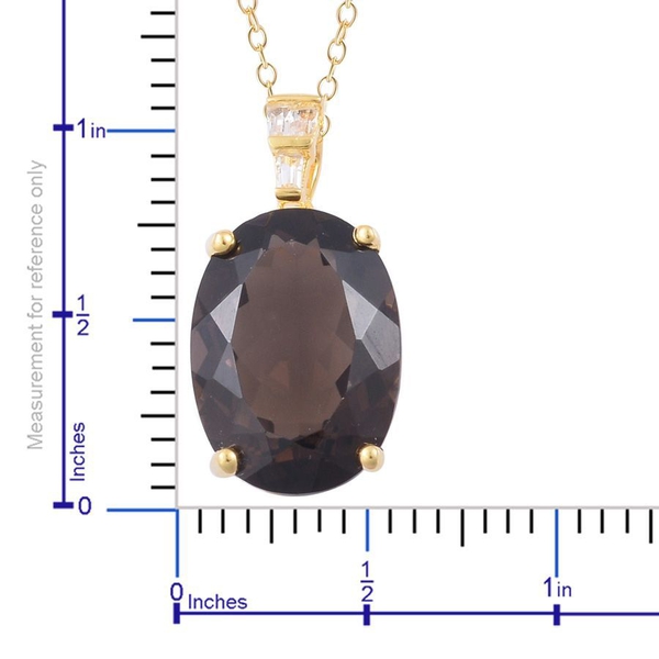 Brazilian Smoky Quartz (Ovl 11.25 Ct), White Topaz Pendant With Chain in Rhodium and Yellow Gold Overlay Sterling Silver 11.400 Ct.