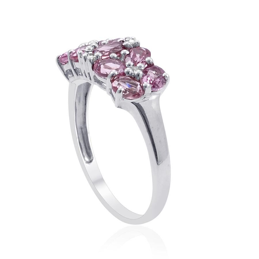 Malaya Garnet (Ovl), Diamond Ring in Platinum Overlay Sterling Silver 2.020 Ct.