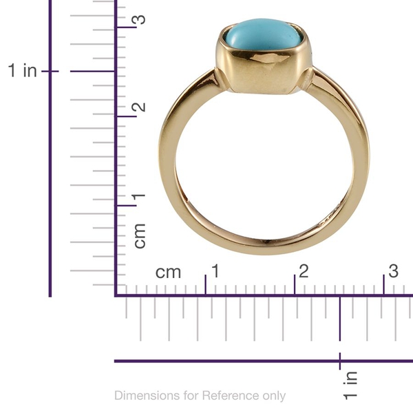 Arizona Sleeping Beauty Turquoise (Cush) Solitaire Ring in 14K Gold Overlay Sterling Silver 2.250 Ct.