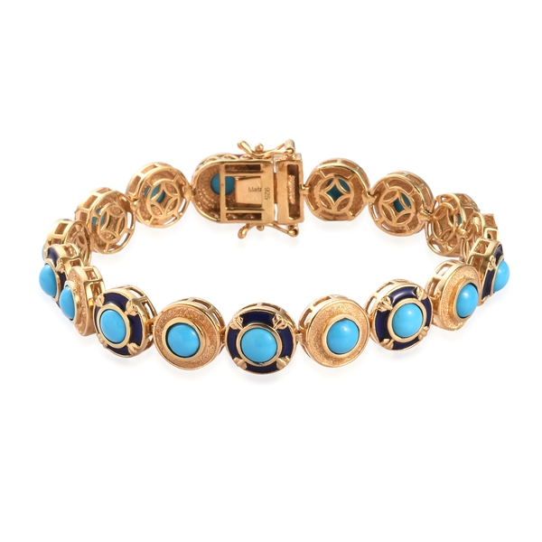 AA Arizona Sleeping Beauty Turquoise Enamelled Bracelet (Size 7) in 14K Gold Overlay Sterling Silver