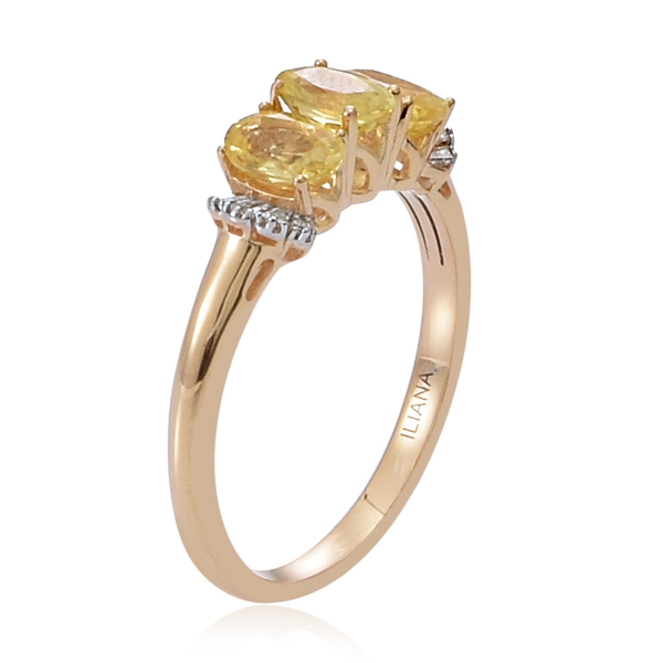 RARE ILIANA 18K Y Gold Yellow Sapphire (Ovl 1.66 Ct), Diamond Ring 1.770 Ct.