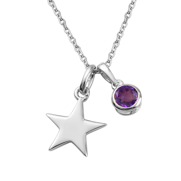 Amethyst 2 Pcs Pendant with Chain (Size 20) with Lobster Clasp in Platinum Overlay Sterling Silver