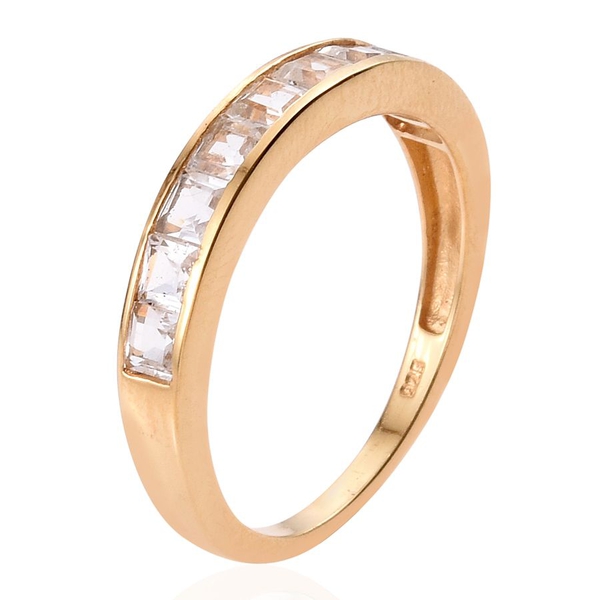 White Topaz (Sqr) Half Eternity Band Ring in 14K Gold Overlay Sterling Silver 1.750 Ct.