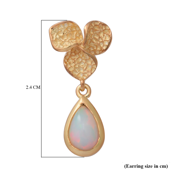 Ethiopian Welo Opal Dangling Earrings (With Push Back) in Yellow Gold Overlay Sterling Silver 1.10 Ct.