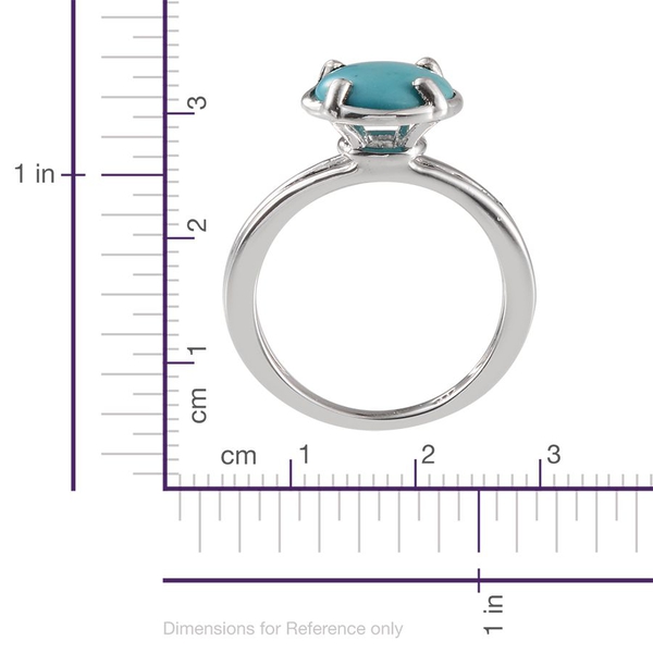 Arizona Sleeping Beauty Turquoise (Rnd) Solitaire Ring in Platinum Overlay Sterling Silver 3.500 Ct.