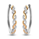 0.25 Carat Diamond Twisted Hoop Earrings in Two Tone Plated Sterling Silver 4.24 Grams