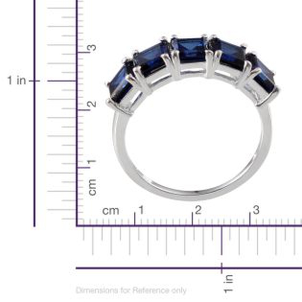 Simulated Blue Sapphire (Sqr) 5 Stone Ring in Sterling Silver 2.750 Ct.