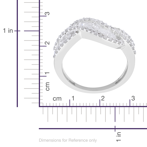 9K White Gold 1 Carat Diamond Crossover Ring SGL Certified I3 G-H