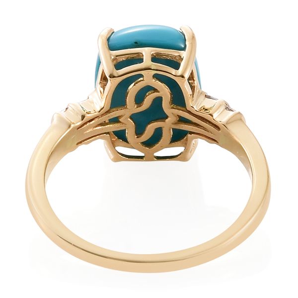ILIANA 18K Y Gold AAA Arizona Sleeping Beauty Turquoise (Cush 5.75 Ct), Diamond (SI-G-H) Ring 6.000 Ct.