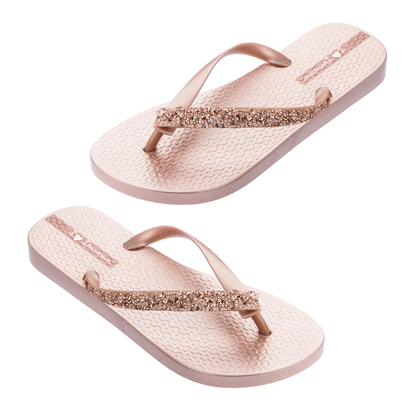 Ipanema Glam Special Crystal Flip Flop in Rose Gold (Size 3)