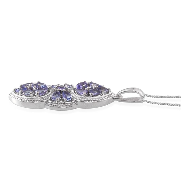 Tanzanite (Pear) Pendant With Chain in Platinum Overlay Sterling Silver 3.000 Ct.