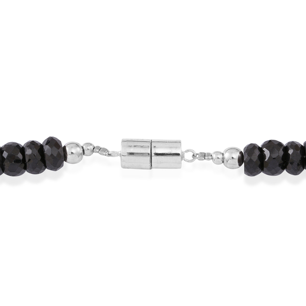 Boi Ploi Black Spinel (Rnd) Necklace (Size 36) with Rhodium Plated Sterling Silver Magnetic Lock 650.00 Ct.
