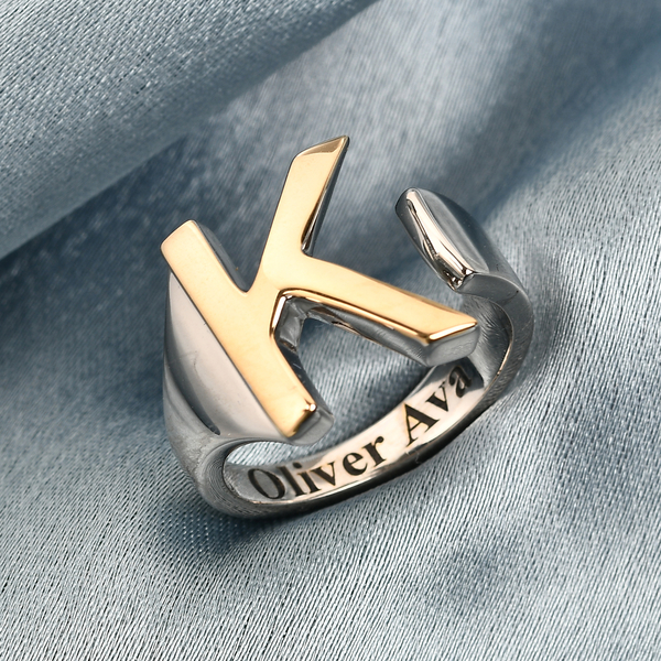 Personalised Engravable Initial K Ring