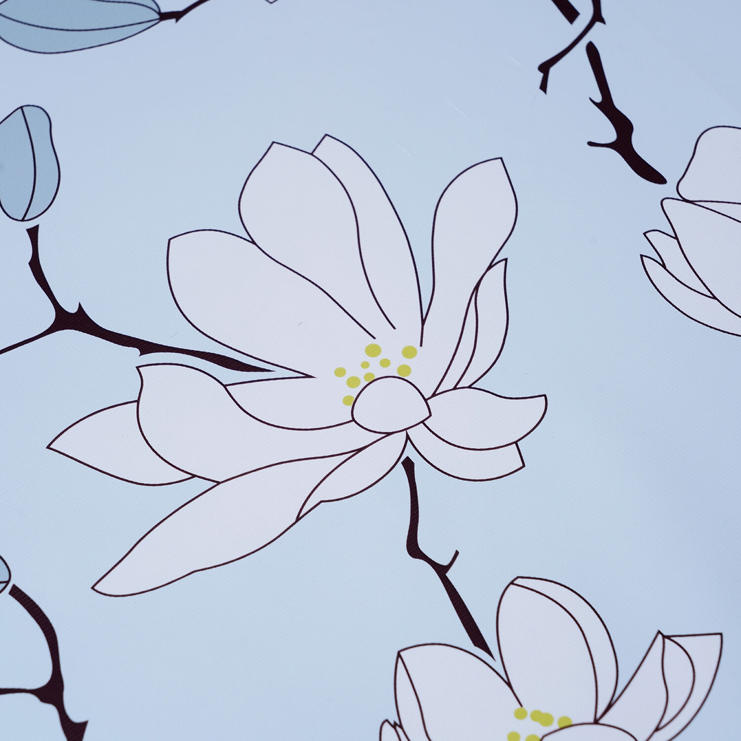 100% Waterproof PVC Table Cloth with Floral Pattern (Size 200x137cm) - Baby Blue