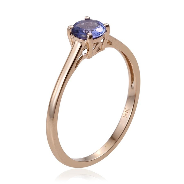 9K Yellow Gold 2 Carat Tanzanite Round Solitaire Ring, Pendant and Stud Earrings Set.
