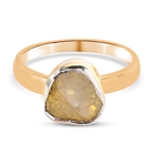 Yellow Polki Diamond Handcrafted Ring (Size K) in 14K Gold Overlay Sterling Silver 0.50 Ct