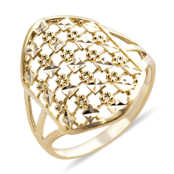 Royal Bali Collection Diamond Cut Cocktail Ring in 9K Yellow Gold