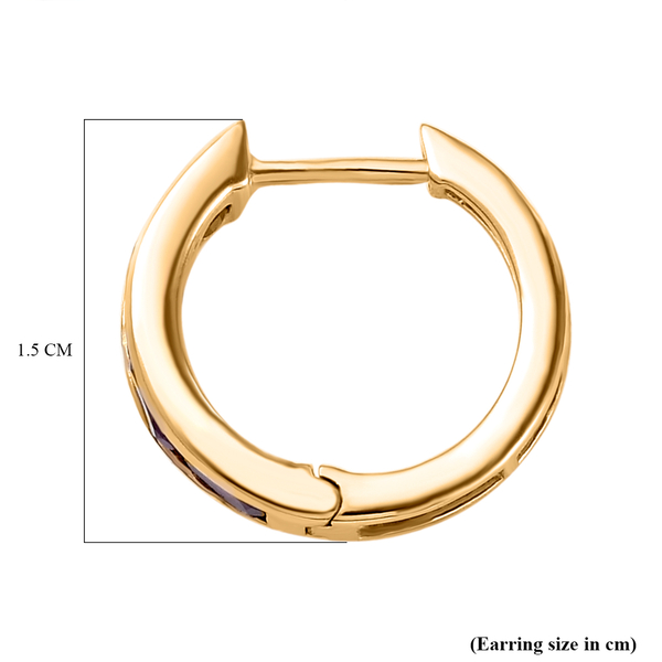 Moroccan Ruby Hoop Earrings in 14K Gold Overlay Sterling Silver 1.85 Ct.