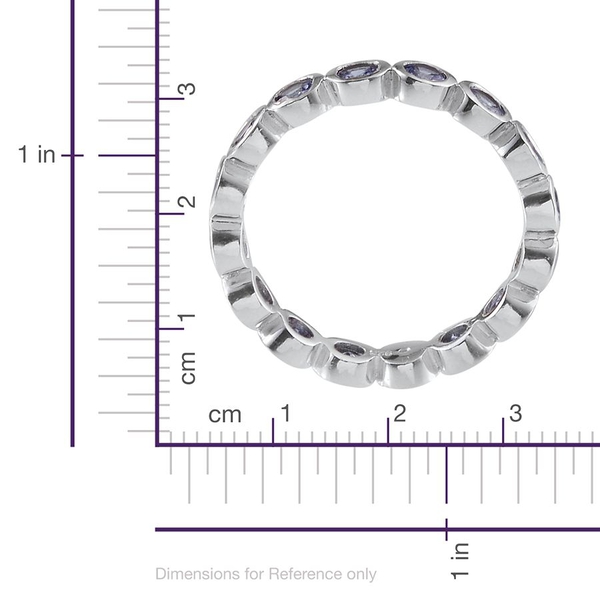 Tanzanite (Rnd) Full Eternity Ring in Platinum Overlay Sterling Silver 1.500 Ct.