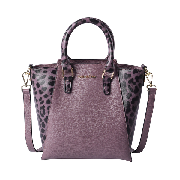 Sencillez 100% Genuine Leather Leopard Printed Handbag with Detachable Shoulder Strap (Size 23x13x26