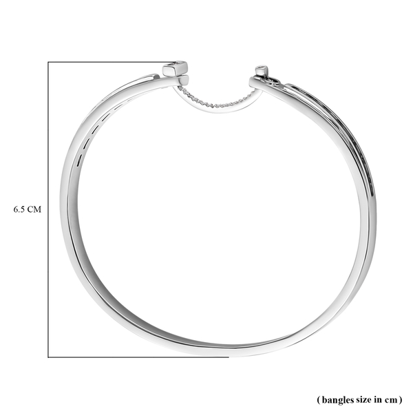 NY Close Out Deal - Simulated Diamond Bangle (Size 7.25) in Silver Tone