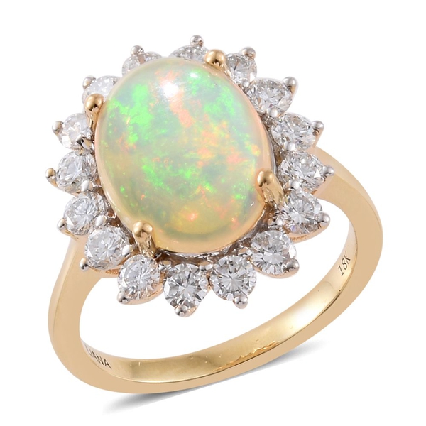 ILIANA 18K Y Gold AAAA Ethiopian Welo Opal (Ovl 3.00 Ct), Diamond (SI-G-H) Ring 4.250 Ct.
