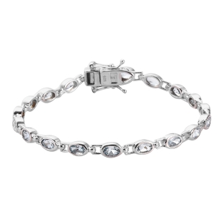 Santa Teresa Aquamarine Bracelet (Size 7) in Platinum Overlay Sterling Silver 3.60 Ct, Silver wt. 8.
