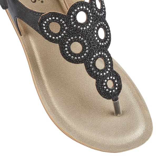 Lotus Milan Toe-Post Sandals (Size 4) - Black