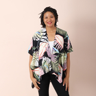 JOVIE Tropical Leaves Pattern Women Kimono (Size:86x70Cm) - Black and Multi