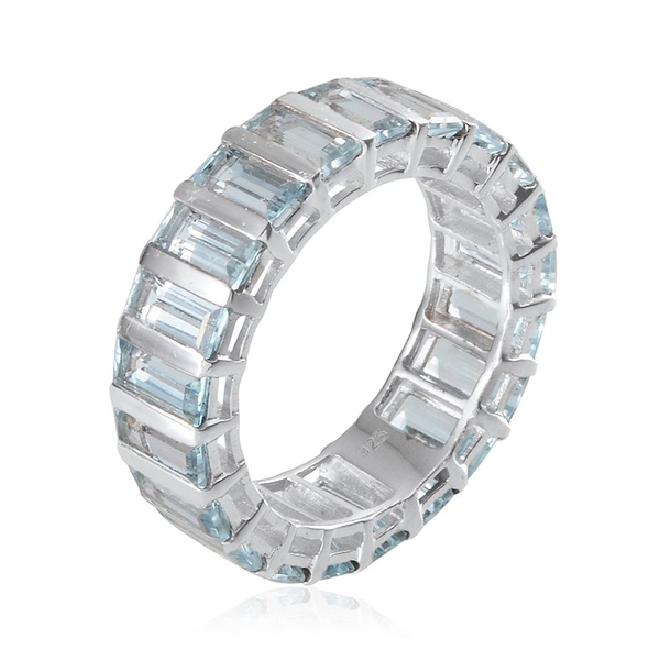 Sky Blue Topaz (Bgt) Full Eternity Ring in Platinum Overlay Sterling Silver 11.500 Ct.
