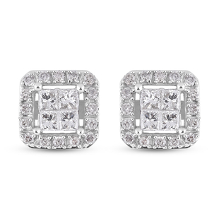 NY Close Out Deal 10K White Gold Diamond ( I1-I2/G-H) Earrings (with Push Back) 0.50 Ct.