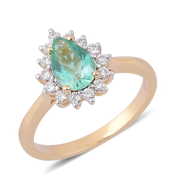 14K Y Gold Boyaca Colombian Emerald (Pear 3.00 Ct), Diamond Ring 4.000 Ct.
