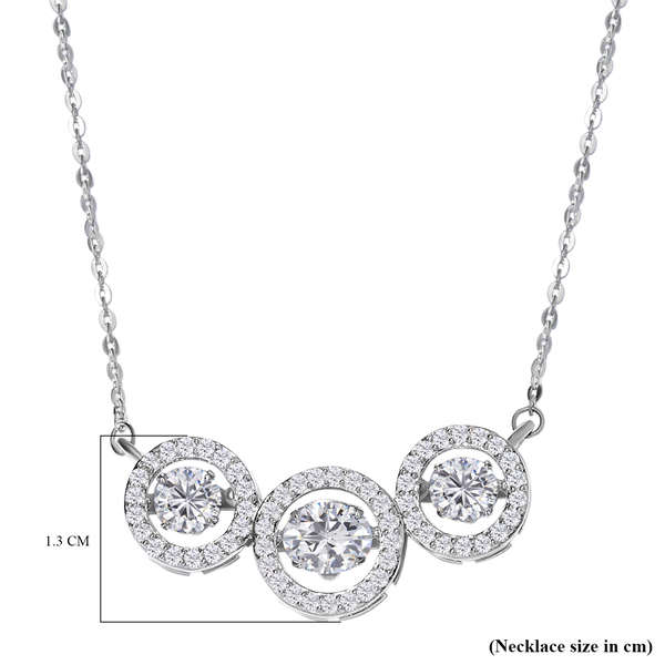 Moissanite Necklace (Size - 18) in Platinum Overlay Sterling Silver 2.26 Ct, Silver Wt. 4.95 Gms