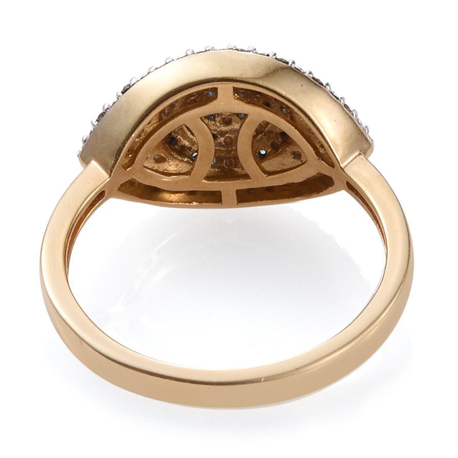Black Diamond (Rnd), Blue and White Diamond Evil Eye Ring in 14K Gold Overlay Sterling Silver 0.350 Ct.