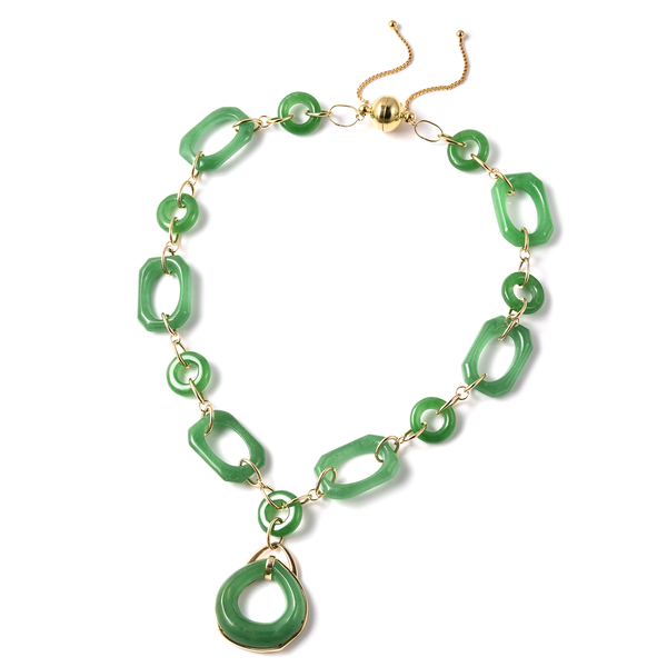Green Jade, Natural Cambodian Zircon Necklace (Size 23)  in Yellow Gold Overlay Sterling Silver 163.