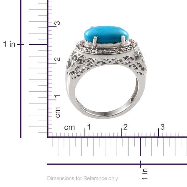 Arizona Sleeping Beauty Turquoise (Ovl 1.75 Ct), Diamond Ring in Platinum Overlay Sterling Silver 1.780 Ct.