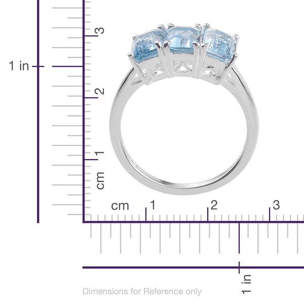 Sky Blue Topaz (Oct) Trilogy Ring in Sterling Silver 3.750 Ct.