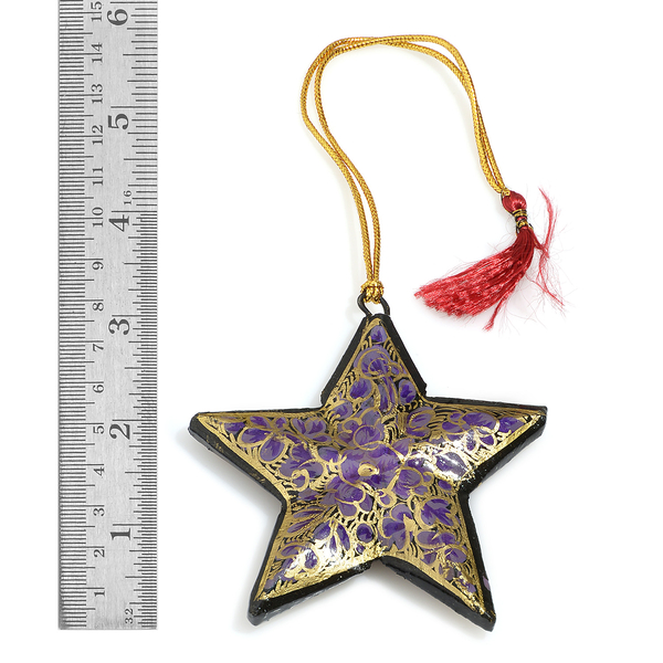 Home Decor - Set of 3 - Purple, Black and Golden Colour Wall Hanging Christmas Stars