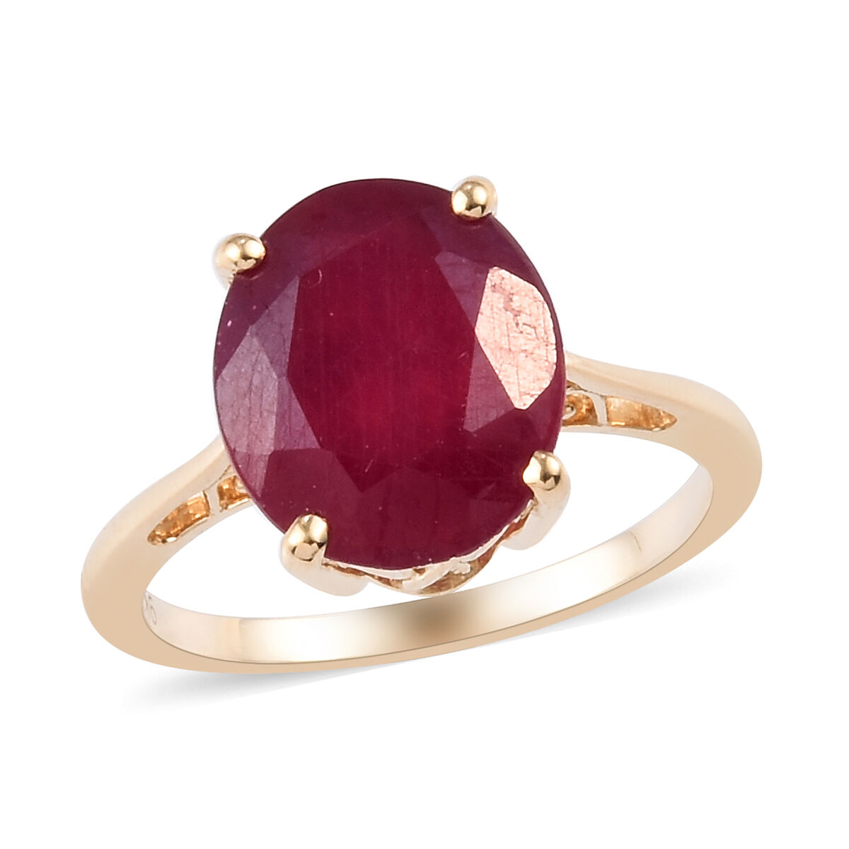 9K Yellow Gold AA African Ruby Ring  7.290 Ct,