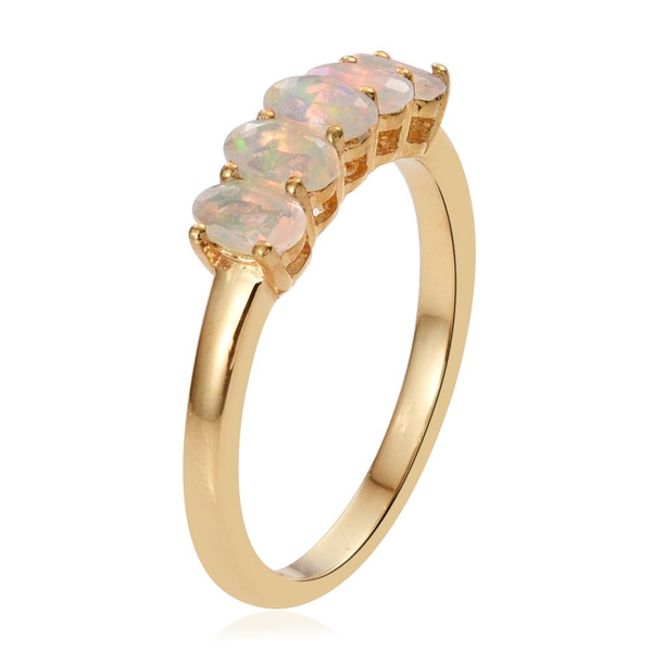 Ethiopian Welo Opal 0.75 Ct Silver 5 Stone Ring in Gold Overlay