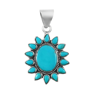 Santa Fe Collection - Turquoise Pendant in Sterling Silver 4.50 Ct.