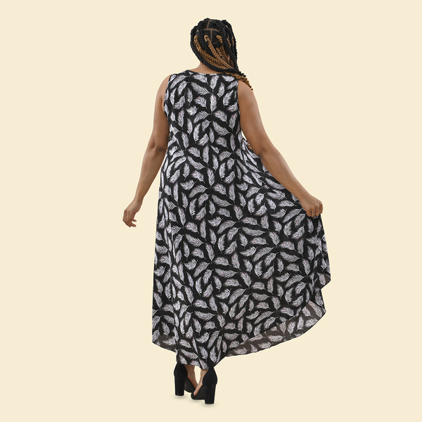TAMSY 100% Viscose Printed Maxi Dress (Size 8-22) - Black