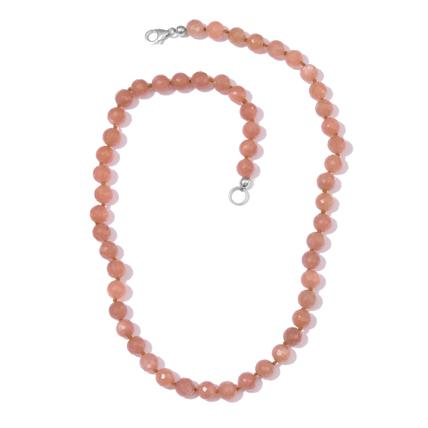 Morogoro Peach Sunstone Necklace (Size 18) in Platinum Overlay Sterling ...