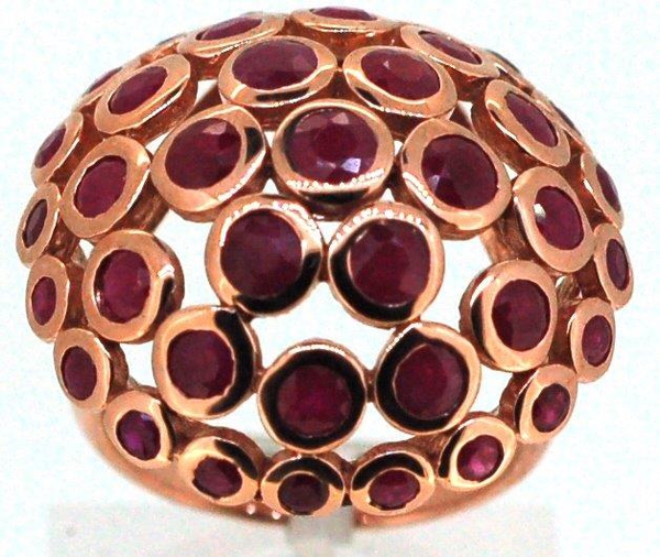 Ruby (Rnd) Ring in 14K Rose Gold Overlay Sterling Silver 7.010 Ct.