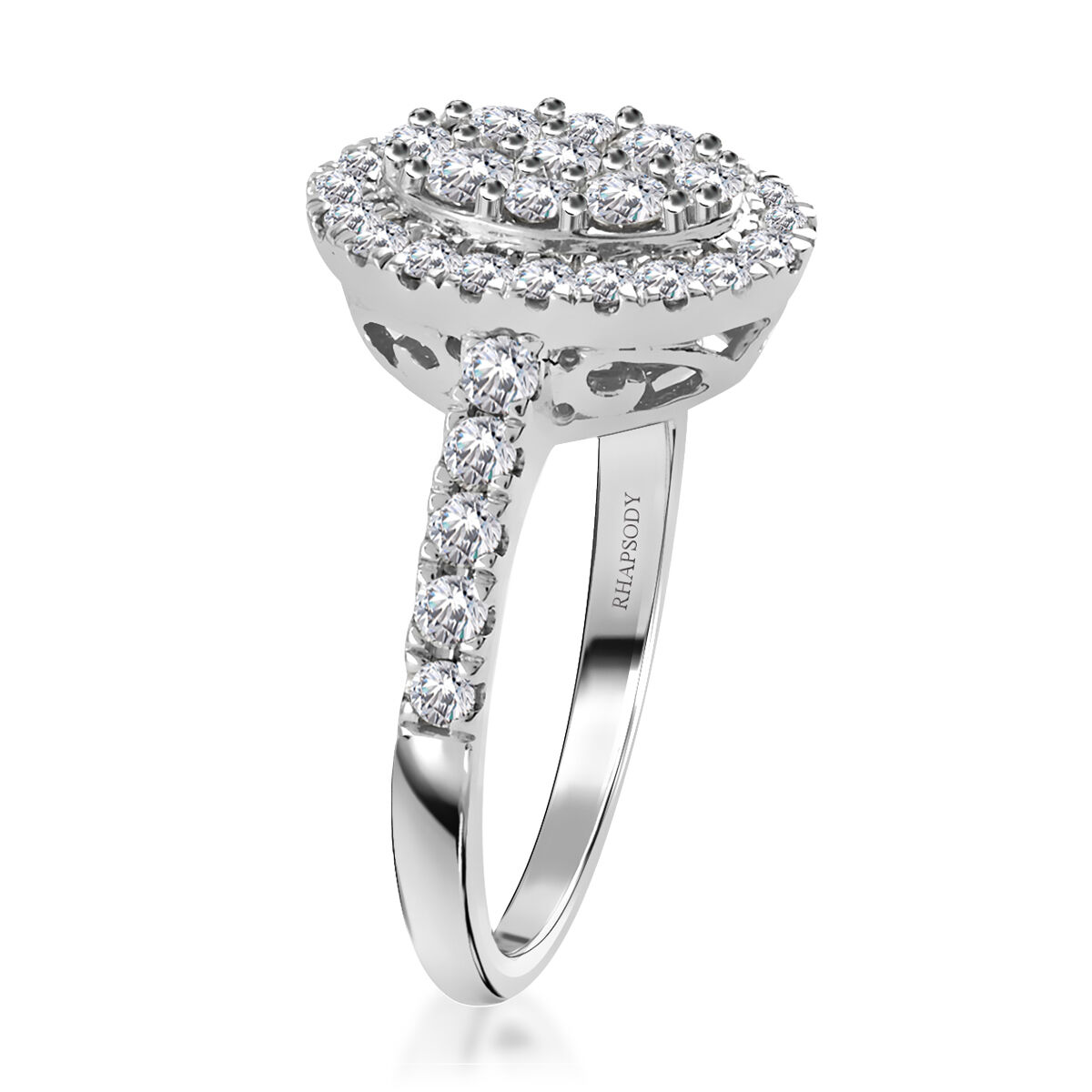 IGI Certified RHAPSODY 950 Platinum VVS VS Diamond Cluster Halo Ring 1.01 Ct