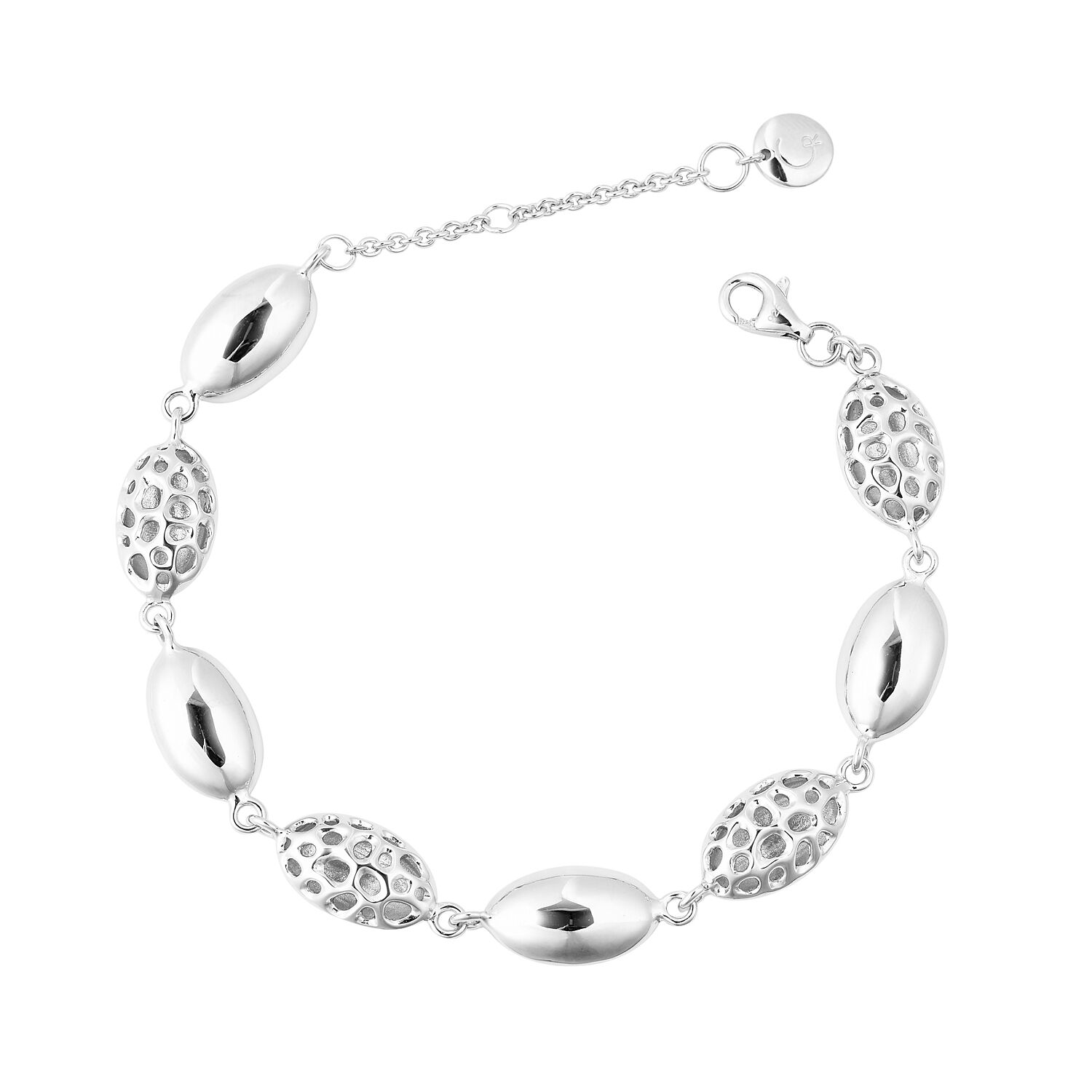 RACHEL GALLEY Pebble Lattice Bracelet in Rhodium Plated Silver 11.09 grams