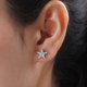 Diamond Star Earrings (With Push Back) in Platinum Overlay Sterling Silver
