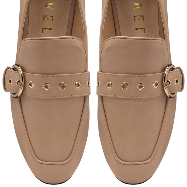 Ravel Ramona Loafers with gold Tone Buckle Detail in Blush nude